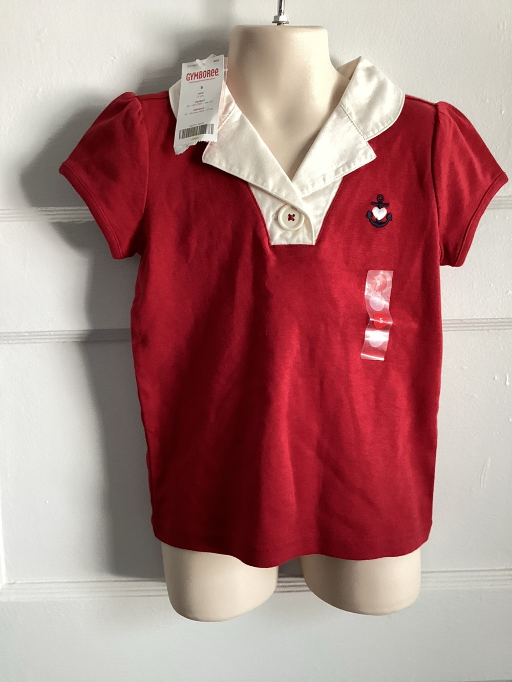 Gymboree Red Polo Top with Cream Sailor Collar